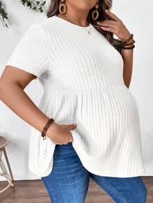 Plussiva 大码孕妇纯色圆领短袖休闲罗纹上衣孕妇上衣大码孕妇上衣白色短袖上衣罗纹针织上衣亲肤上衣大码短袖上衣白色上衣大码大码上衣孕妇装大码大码上衣大码娃娃衫女式上衣大码孕妇装上衣大码孕妇装大码女式上衣遮肚休闲女式上衣优雅孕妇装孕妇装白色T恤大码女式白色上衣工作衬衫荷叶边上衣女式上衣夏季女式上衣荷叶边上衣女式荷叶边衬衫女式孕妇装 - 白色 - 查看 4