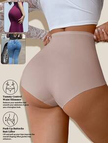 Crystal Vow 女士高腰束腰塑身裤，带钩扣，性感网纱提臀塑形短裤 - 淡紫色 - 查看 2