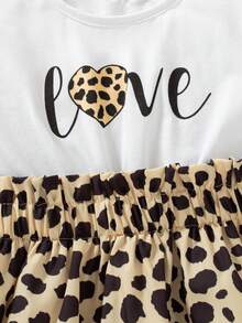 SHEIN 小女童心形和字母圖案假兩件連衣裙 - 彩色 - 查看 7