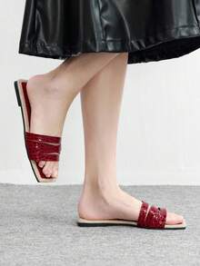 CUCCOO BIZCHIC 女士银色网眼简约平底鞋，优雅休闲，舒适易穿，适合工作、通勤、约会、正式场合等各种场合。 - 酒紅色 - 查看 4