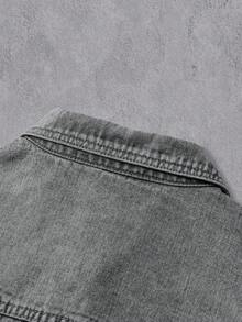 Manfinity Denimwave Men's Denim Short Jacket, Long Sleeve Cropped Men Jacket - Grey - View 3