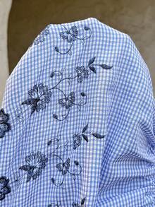 SHEIN Maternity Casual Plaid Floral Embroidery Camisole - Navy Blue - View 7