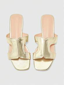 CUCCOO BIZCHIC Women's Fashion Daily Wear Slip-On High Heel Sandals - Gold - View 1