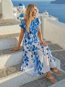 EMERY ROSE Women's Casual Plant Print Mid-Length Dress - Multicolor - View 3