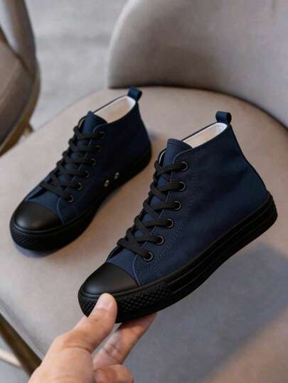 zapatillas de lona para niños y niñas lona color básico con cordones de colores altos confort 100% lona excelente calidad liso 12 al 21 mx colores básicos liga negro blanco rosa amarillo naranja con suela negra