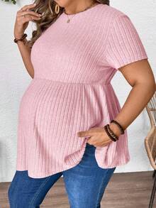Plussiva 夏季穿搭，加大码孕妇粉色A字T恤，休闲日常风，加大码孕妇休闲纯色短袖上衣，夏季孕妇上衣，孕妇装，孕妇衬衫，加大码孕妇上衣，遮肚加大码娃娃衫，孕妇装，加大码孕妇装，加大码孕妇装，娃娃衫，加大码粉色娃娃衫，Zanzea加大码连衣裙，加大码孕妇上衣，粉色罗纹上衣，加大码女式上衣 - 淺粉色 - 查看 5