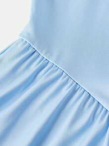 SHEIN Váy maxi liền quần dệt kim màu trơn cho bé gái - Nhiều màu - Xem 3