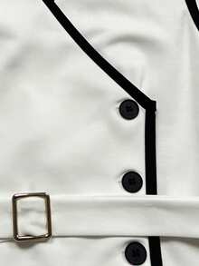 Franclia Gilet sans manches ajusté noir et blanc pour femmes, style décontracté - Blanc - Voir 4