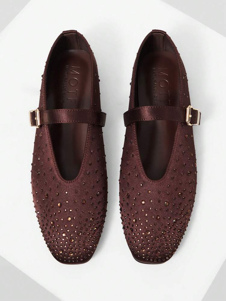 WOMEN'S COMMUTING CASUAL COMFORTABLE VERSATILE MARY JANE SQUARE TOE DIAMOND FLAT SHOES FOR CHRISTMAS