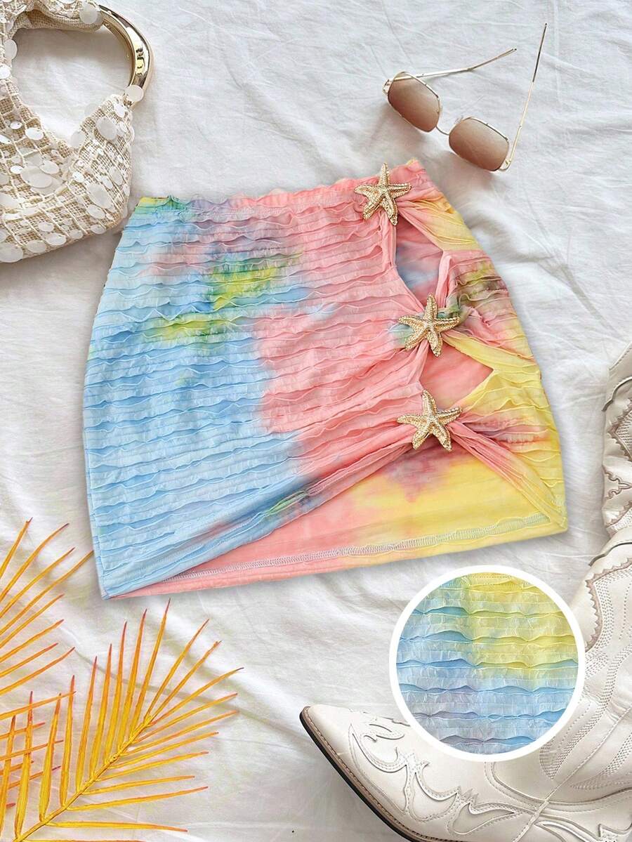 Roelina Women's Textured Tie-Dye Mini Skirt - Multicolor - View 1
