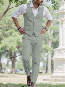 Calvornis Bộ vest công sở nam trang trọng gồm áo khoác và quần tây, gồm áo vest và quần tây. - màu xanh lá - Xem 1