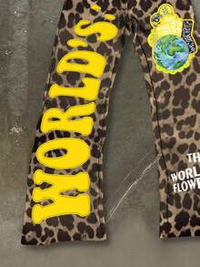 Glimmora 女士字母豹纹印花弹力腰休闲宽松裤 - 彩色 - 查看 3