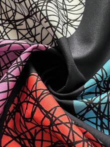 Maweii 大码女装新款优雅日常撞色印花圆领连衣裙，高端设计，腰部系带可调节，后背蘑菇扣，A字裙摆，适合度假、通勤、休闲穿着。 - 彩色 - 查看 7