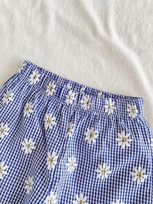 Vintaside Kids 两件套女童格纹碎花印花无袖上衣和配套长裤，修身款式，适合外出、休闲、运动、派对等场合。 - 彩色 - 查看 8