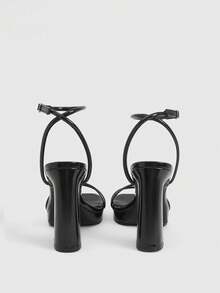 CUCCOO LuxiPop Women Shoes Classic Simple Fashion Women's High Heel Thick Heel Sandals Square Toe Buckle Banqueting Party Ball Women's Shoes Dating Sexy Wear, Holiday Wear, Travel Must-Have, 2000's Style - Black - View 5