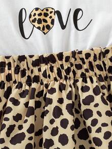 SHEIN 小女童心形和字母圖案假兩件連衣裙 - 彩色 - 查看 5