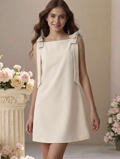 Pitira Pitira Tween Girl Solid Color Snug Fit Sleeveless Dress