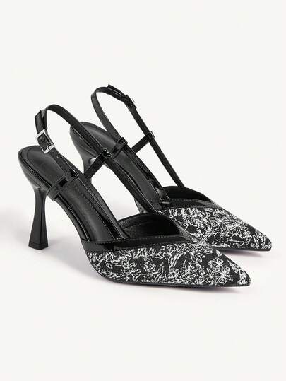 CUCCOO CHICEST Women Shoes Autumn New French Pointed High-Heeled New Temperament Embroidered Versatile Empty High-Heeled Single Shoes