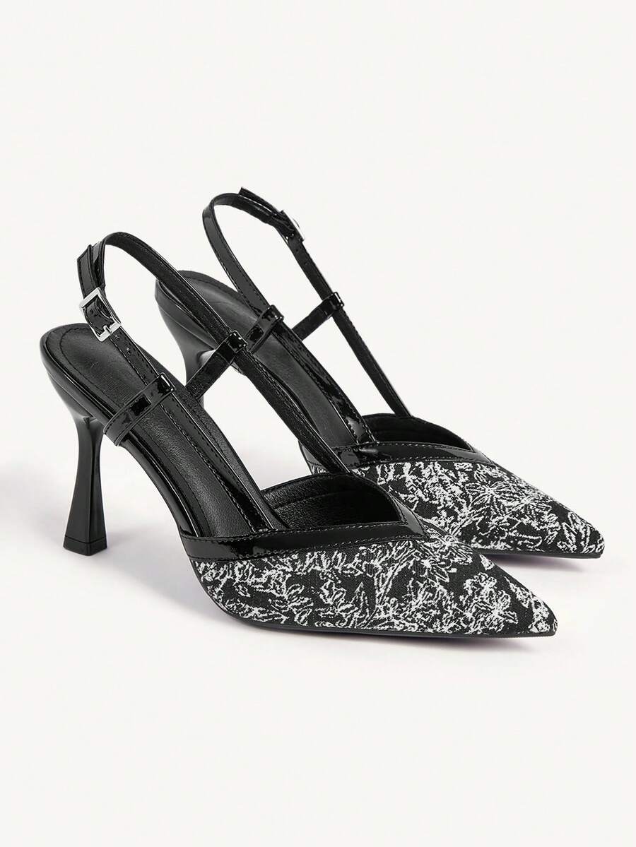 CUCCOO CHICEST Women Shoes Autumn New French Pointed High-Heeled New Temperament Embroidered Versatile Empty High-Heeled Single Shoes - Black - View 1