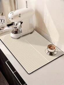 1Pc Geometric Patterned Silica Gel Drainage Mat, Kitchen Dish Drying Mat, Washable Bar Mat, Heat-Resistant Pad, Table Protector, Home Kitchen Dining Decor, Tableware Accessory - Beige - View 8