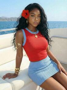 Slaydiva 2026春夏新款休闲度假波西米亚风修身钩针红色圆领无袖背心+迷你裙女式毛衣两件套。适合日常穿着、购物、旅行、度假、海滩、西部风、游牧风、波西米亚风、机场穿搭、节日、音乐会、约会等场合。另有女士背心上衣蓝色Y2K短款羊毛两件套女式吊带背心夏季Y2K吊带背心。 - 彩色 - 查看 5