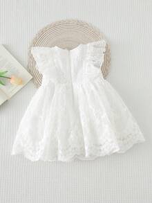Cozy Pixies Vestido de niña bebé de unicolor, versátil y cómodo, con cuello redondo y sin mangas, con cintura - Blanco - Ver 4