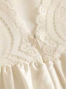 Pitira Tween Girls Woven Satin Stitching Lace Lace Details With Belt Tied Bow Long Elegant Temperament Dress, Ball Gown/Princess Dress, Wedding Season, Flower Girl Dress, Spring Festival, Party - Apricot - View 5