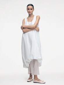 Mnmlis Giày ba lê đế bằng không gọng - Giày ba lê đế bằng siêu mềm với quai chéo và nơ dành cho nữ. - Bột đậu - Xem 10