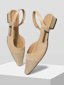 MOTF PREMIUM PRODUK BARU MUSIM SEMI DAN GUGUR APRICOT SEPATU SLINGBACK UJUNG KOTAK MODIS PRANCIS SEDERHANA MEWAH SERBAGUNA SEPATU FLAT WANITA - Aprikot 1 - View 4
