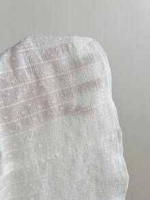 Elamini Women's Casual Deep V-Neck Pleated Petal Sleeve Blouse, Made Of Organic Cotton Jacquard Fabric - White - View 6