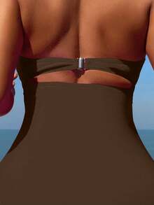 Swim Vcay بدلة سباحة قطعة واحدة مع تصميم ألوان متباينة للنساء، مناسبة للعطلات الشاطئية وحفلات المسبح وحفلات الشاطئ - متعدد الألوان - مشاهدة 5