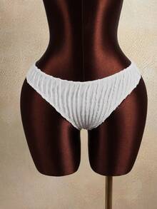 Zestiva Conjunto de traje de baño con diseño de volantes, cuello en V profundo y cordones, de tela con textura ondulada, adecuado para la playa, la isla, fiestas y vacaciones - Blanco - Ver 8