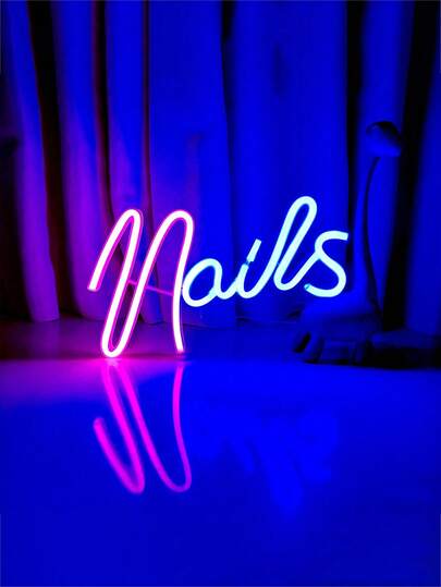 1 Neon Traffic Sign Board For Nails - 29 * 16.2 Cm (11.4 * 6.37 Inches), USB Powered, Neon Nail Sign Lighting For Beauty Salon, Beauty Studio, Wall Decoration, Room Decoration, Aesthetic Shop