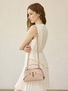 MOTF PREMIUM IRONMONGERY PU LEATHER TOP HANDLE BAG - Pink - View 9