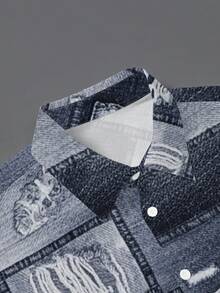 Manfinity LEGND 男士单排扣休闲百搭日常短袖衬衫 - 彩色 - 查看 4