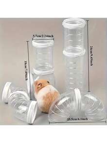 18 Piece Set Of Hamster, Sand Rat, And Guinea Pig Tunnel System With Lock Connecting Tube - Transparent PVC Modular Small Animal Cage, Easy To Assemble Hamster Tunnel For Training And Foraging - Suitable For Hamster Cages, Fish Tanks, Rodent Nests, Guinea Pig Supplies, Hamster Accessories - Multicolor - View 7