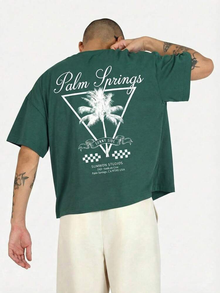 Green Palm Springs Tropical Graphic Tee