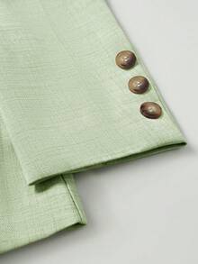 Manfinity Mode 男士极简通勤翻领单排扣西装外套和裤子套装 - 綠色 - 查看 11