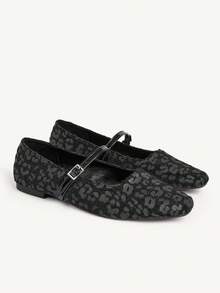 CUCCOO CHICEST Damskor med mjuk sula, leopardmönster och en rem, lämpliga för vår och höst - Svart - Visa 2