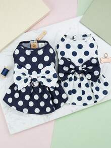 PETSIN 狗狗服装、猫咪服装、动物裙装、宠物春夏新品系列、幼犬连衣裙、公主风百搭连衣裙、条纹印花、小型动物服装、清凉防晒霜 - 彩色 - 查看 3