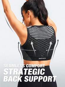 Innovista Sports T-Shirt & Tank Top With Removable Cups, Contoured To Slim Waistline - Black and White - View 2