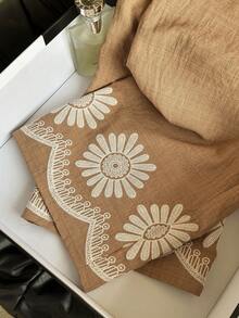 Franclia Women's Summer Casual Vacation Digital Floral Print Loose Straight Leg Pants - Brown - View 6