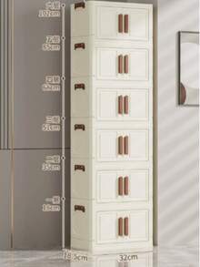 5-Layer Stackable Plastic Storage Box With Lid - Wardrobe Organizing Cabinet, 32 Sided Wide Folding Box, Foldable Storage Container, Handicraft Organizing Box, Suitable For Home, Food Storage Room, Office, Dormitory (Without Wheels) - Transparent - View 10