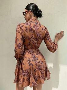 Aveloria Modichic Allover Print Belted Shirt Dress Workwear Vacation Outfits Woman  - Multicolor - View 2