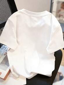 Resyla Rhinestone Letter Print Fashionable Minimalist Women's Regular Crew Neck Short Sleeve T-Shirt - White - View 2