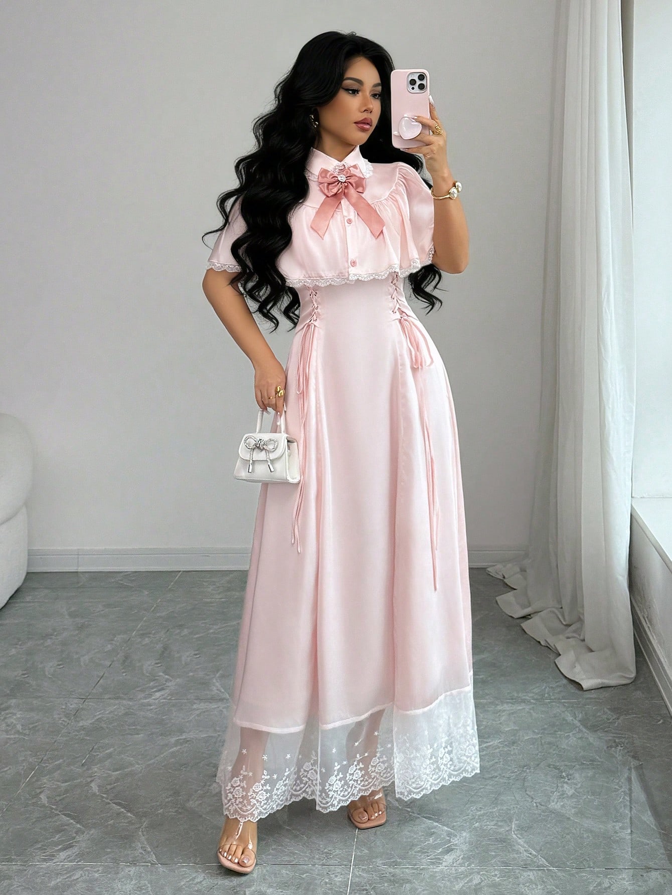 Elenzga elegant satin dress for women, with a comf...