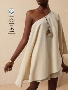 Vesra Vacation Casual Asymmetric Hem Top + Shorts 2 Pieces Set - Apricot - View 1