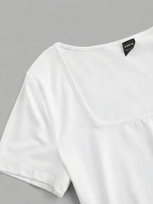SHEIN EZwear Set de 3 bodys de manga corta con cuello cuadrado de unicolor casual, estilo básico adecuado para primavera y verano - Multicolor - Ver 11