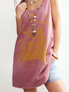 Bohemela Đầm ngắn dáng rộng, màu trơn, hở vai, chất liệu dệt kim, kiểu dáng thường ngày, đã qua xử lý giặt, dành cho nữ. - Đỏ - Xem 6