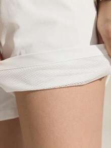 Exploreva Quần short nữ màu trơn có túi, kiểu dáng thường ngày, đa năng, thích hợp cho hoạt động ngoài trời. - trắng - Xem 3